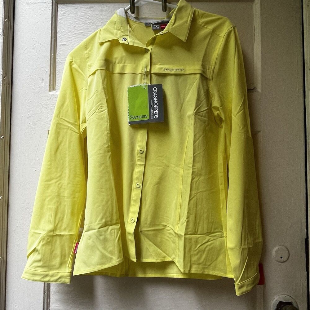 CragHoppers InsectShield Shirt Sz 6 Neon Yellow Outdoors Hiking Woods Quick Dry
